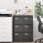 Lockable Vertical Metal File Cabinet 3 Drawer, Steel Filing Cabinet for Home Office Organization, High Capacity Storage for Letter/Legal/A4 Size, Black Office Cabinet, 17.7" D x 14.6" W x 40.9" H