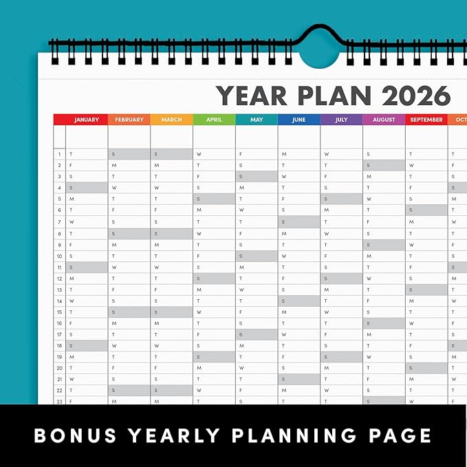 PAPERAGE 2026 Calendar, 12 Months (January 2026 - December 2026), Small (9 in x 11 in), Minimalist Wall and Desk Calendar with Monthly Views, Yearly Plans & Notes Section – Navy