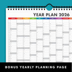 PAPERAGE 2026 Calendar, 12 Months (January 2026 - December 2026), Small (9 in x 11 in), Minimalist Wall and Desk Calendar with Monthly Views, Yearly Plans & Notes Section – Black