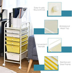 Giantex 6 Storage Drawer Cart Rolling Organizer Cart for Tools Scrapbook Paper Home Office School Multipurpose Mobile Utility Cart (Beige & Yellow)