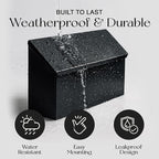 NACH Black Long Wall Mount Mailbox, Rust Resistant Metal Mailbox, Mailboxes for Outside Wall Mount, Outdoor Mailboxes, 15x3.5x7.5 inch, MB-6999BLK