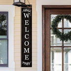 Welcome Porch Sign Decor Wooden Hanging Sign Door Porch Standing Decorative Signs Plaques for Front Door Farmhouse Outdoor Indoor Welcome Sign 47.2"H（black）