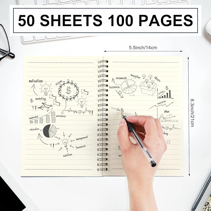 Yahenda Spiral Notebook Bulk A5 Journal Lined 8.3'' x 5.5'' Writing Composition Paper Small Notepad Subject Notebook for Students Office Business Back to School Supplies(Deep Blue,36 Pcs)