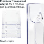 SimplyImagine Acrylic Brochure Holder, 4 Tier Clear Literature - 8.5 x 11 inches, Pamphlet Holder, Wall Mount/Countertop Plastic Flyer Display Stand Organizer for Display Flyer, Booklet, Document
