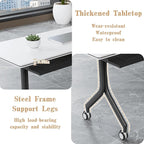 Goakwwuz Conference Room Table, Folding Conference Tables,Thicken Grey Tabletop,Flip Top Wooden Seminar Meeting Room Table for Conference Room Offices (8, Black Drawer, 55.1”)