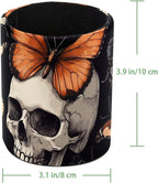 Leather Pen Holder for Desk, Butterfly Skull Pencil Cup Desktop Organizer Makeup Brush Holders Office Supplies for Home, Kids & School