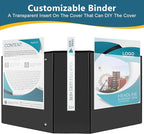 CIXILDTS 5" 3 Ring Binder, Standard 5-Inch Slant-D Ring Binder Fit Letter Size Paper, Presentation View Binders, 2 Packs, Black