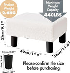 BRIAN & DANY Small Foot Stool Ottoman, Footstool with Legs, Teddy Velvet Foot Rest for Living Room, Bedroom and Office, White