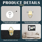 Teling 36" x 24" Cork Board Large Wood Framed Cork Bulletin Board with Pins Eye Bolts Screws Notice Pin Hook for Home School Office Walls(Black Frame)