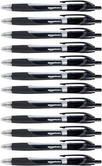 Amazon Basics Retractable Gel Ink Pens, Fine Point, Smooth Writing, Black, 12-Pack