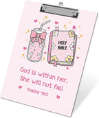 APIILVPQ Pink Clipboard, Bible Verse Clipboards with Low Profile Clip for Office School Use, Christian Wooden Clip Boards for Nurses Teachers Students - B04