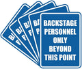 Portrait Round Backstage Personnel Only Beyond This Point Door or Wall Sign Easy Installation | Music | Concert | Festivals Sign (Blue) - Small (5 Pack)
