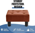 BRIAN & DANY Small Foot Stool, Velvet Foot Stools with Legs, Stable Small Footstool for Living Room, Brown
