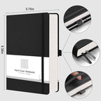AHGXG Graph Paper Notebook - 320 Pages Grid Notebook Thick Journal A5, 100gsm Thick Graph Paper, Leather Hardcover, Inner Pocket,5.75'' × 8.38''- Black