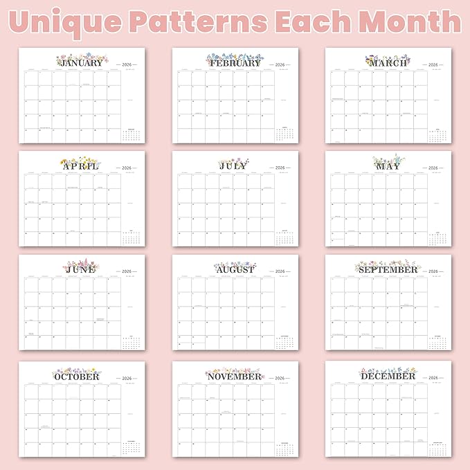2026 Desk Calendar - 18 Month Desktop Calendars (Jan 2026–Jun 2027),Large 22x17 Monthly Calendar with Home & Office Floral Desk Pad Calendars (Pink, 22*17)