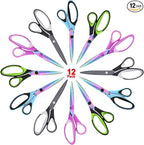 Zicolu 8.5" Scissors Bulk Set of 12-Pack, Sharp Scissors all Purpose Heavy Duty, Non-Stick and Titanium Coating Blade, Multipurpose Shears for Office Home School Sewing Fabric DIY Craft Supplies