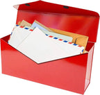 NACH Red Envelope Wall Mount Mailbox, Rust Resistant Metal Mailbox, Red Mailbox Wall Mount, Mailboxes for Outside Wall Mount, Outdoor Mailboxes, Wall Mailbox, 14.1 x 3.5 x 6 Inches, MB-6915RED