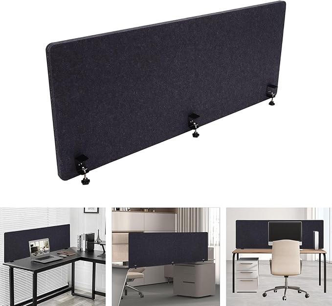 Polyester Desk Dividers, Soundproof Room Divider Office Furniture Partitions, Privacy Desk Panel with Clamps & Screwdriver, Stand Up Freestanding Desk Privacy Panel for Office Classroom(59.1" x23.8")