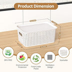 ZFTMRR Plastic Storage Basket with Lid, Stackable Small Box Bins for Organizing and Containers for Shelves Drawers Desktop Closet Playroom Pantry Classroom Office Home, 8 Pack 10.2x7.2x4.1 Inch, White