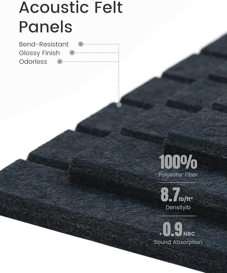 Fluxynara Felt Bulletin Board Tiles -28"x18" with 40 Adhesive Tabs, Cork Board Alternative for Office Decor, Push Pin Board Wall Organizer 6-Pack (Deep Charcoal Blue)