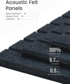 Fluxynara Felt Bulletin Board Tiles -28"x18" with 40 Adhesive Tabs, Cork Board Alternative for Office Decor, Push Pin Board Wall Organizer 6-Pack (Deep Charcoal Blue)