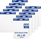 Comix Grid Sticky Easel Pad, 25 x 30 Inches Flip Chart Paper for Teachers, Large Self-Stick Pads for Office School, 30 Sheets/Pad, 10 Pads/Pack