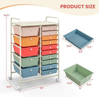 GOFLAME 15-Drawer Rolling Storage Cart, Craft Storage Cart with Removable Drawers & Lockable Wheels, Art Cart Supply Storage Organizer for Home Office Classroom, Macaron Color