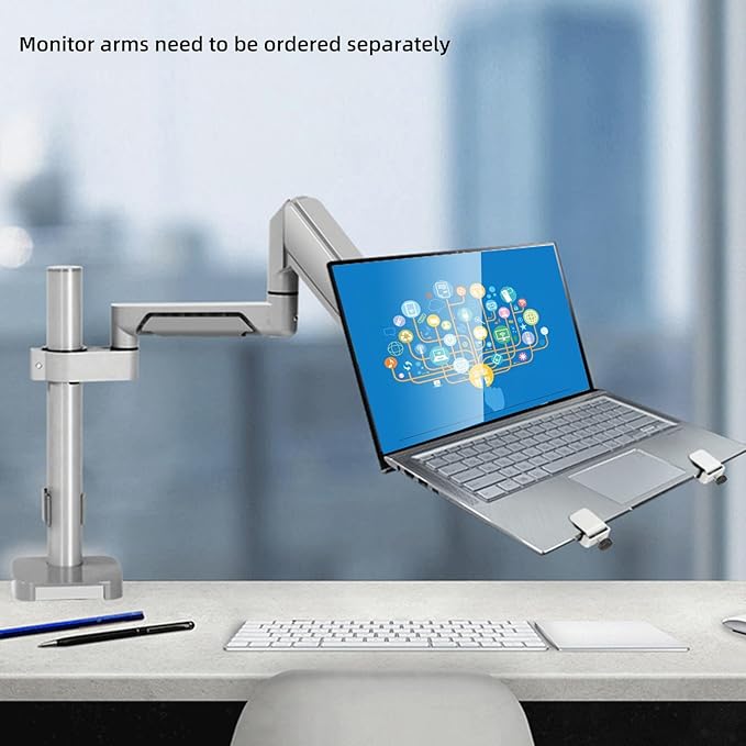 HILLPORT Monitor Arm Laptop Tray Holder Bracket Tablet White 10-16 inch Vesa 75 mm and 100 mm Mounting Plate with Sliding Pad Black XY360W