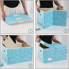 PRANDOM Extra Large Collapsible Storage Cubes with Lids Fabric Decorative Storage Bins Boxes Organizer Baskets with Cover Handles for Bedroom Closet Living Room 19.6x15.7x11.8 Inch 3 Pack
