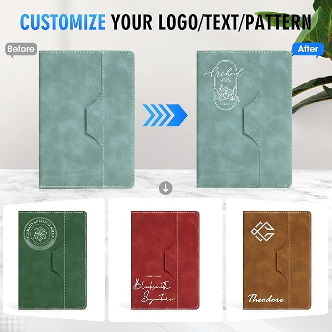 ENOMY Personalized Notebook Set with 10 PC Pens Lined A5 Custom Journal for Writing Men Women Custom Notebook Ideal Friend Girlfriend Gift, Deep Blue