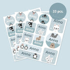 Large Name Labels for Kids (33) - Custom Stickers for Daycare and School Supplies - Durable, Waterproof Stickers for Water Bottles, Lunch Boxes, and More with Unique Designs - Arctic Animals