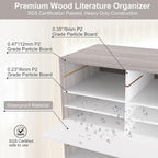 EasyPAG Wooden Literature Organizer with Adjustable Shelves, 48 Compartments Office Paper Organizer Storage 24000 Sheets Letter Size Paper, Student Mailbox for Classroom, Retro Gray/White