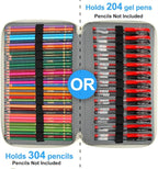 Vomgomfom Colored Pencil Case - 300 Slots Pencil Holder with Zipper Closure Twill Fabric Large Capacity Pencil Case for Watercolor Pens or Markers (White)