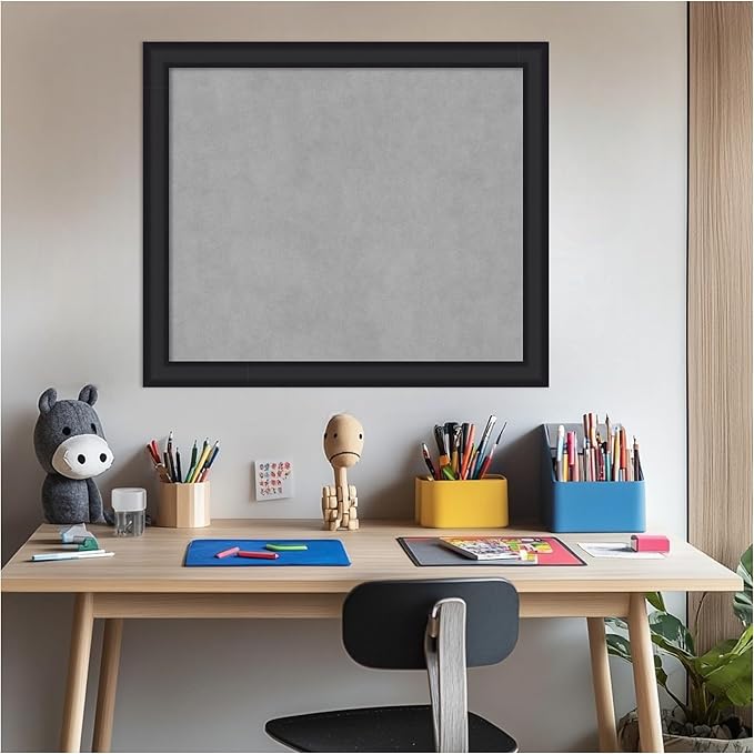 Amanti Art Black Framed Magnetic Board 23x27 Medium Vision Board for use with Magnets, 100% Metal Sheet to Display Items as Office Decor or for Home Organization in mudroom, Kitchen or Kids Room