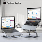 JOYEKY Laptop Stand for Desk, Adjustable Computer Stand with 360° Rotating Base, Ergonomic Laptop Riser for Collaborative Work, Foldable & Portable Laptop Stand, fits for All 10-16" Laptops