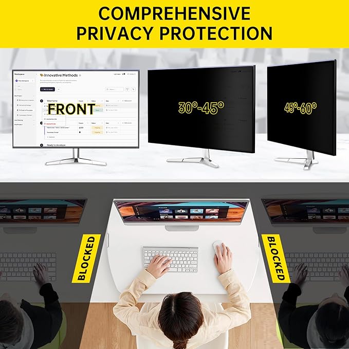 DEJIMAX 22 Inch Computer Privacy Screen for 16:10 Computer Monitor, Anti-Blue Light Monitor Privacy Screen Filter, Anti-UV Computer Shield, Hanging Type