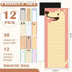Gersoniel 12 Packs Magnetic Notepads for Refrigerator Monthly Grocery Magnetic List Set to Do List Pads Back Memo Notepad 9 x 3.5 Inches for Fridge Kitchen Shopping Grocery(Vivid Color,Dog)