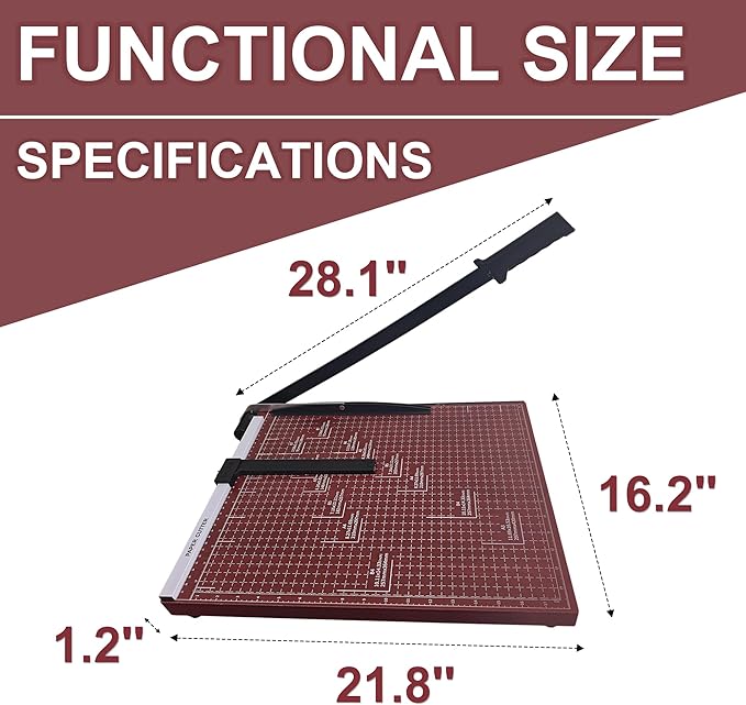 Voluda 18 Inch Guillotine Paper Cutter - Heavy Duty Professional Paper Trimmer for Cardstock, Photos & Office Use - 12 Sheet Capacity with Safety Lock.