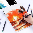 Watercolor Paper Pad, 9"x12" Water Color Paper, 140lb/300gsm Artist Painting Drawing Paper Book, Art Supplies for Adults Kids, Watercolors, Watercolor Paint Set, Sketchbook, Journal, Black