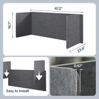 Keemute Desk Divider Privacy Screen 3 Panel Sound Absorbing - 47.2”x 23.6”x 19.7” Freestanding Acoustic Partitions for Office, Noise Reducing Panels for School, Home, Library,Dark Grey