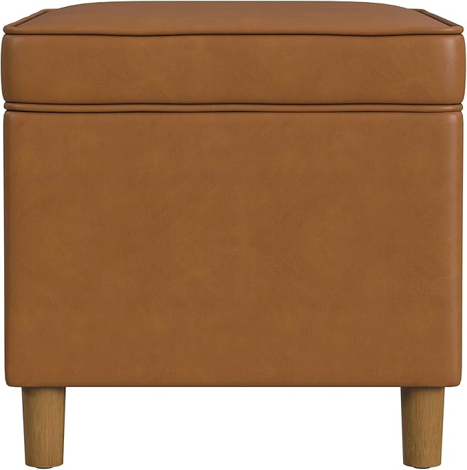Spatial Order Home Decor | Dinah Collection Modern Storage Ottoman | Ottoman with Storage for Living Room & Bedroom(Carmel Faux Leather)