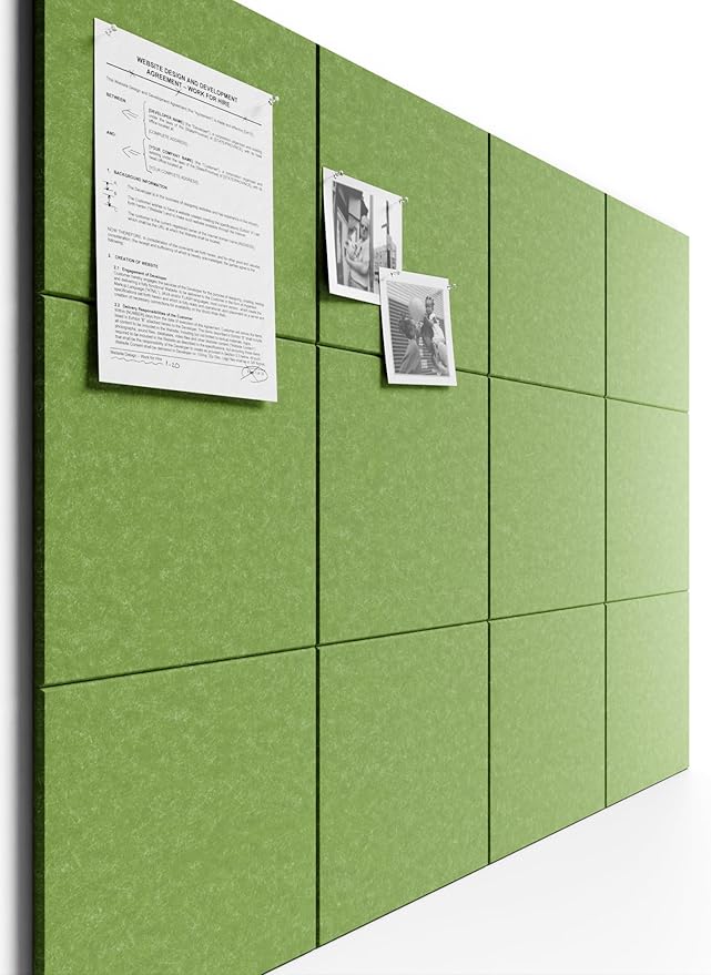 Bumusty Large Cork Board 47"x35" Alternative - 12 Pack Felt Wall Tiles with 70 Safe Removable Adhesive Tabs, 30 Pushpins, Cork Boards for Walls Pin Board Bulletin Board Office Decor (Kelly Green)