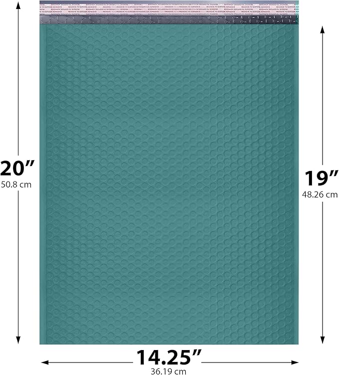 Green Extra Large Poly Bubble Mailers 14.25x20 inch #7 | Self Seal Large Padded Envelopes | Air Cushioned Bubble Mailer | Usable Size 14.25x19 Lightweight Mailing Shipping Bags| 100 Pack Bulk