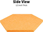 Fwpelt 12'' Medium Hexagon Cork-Bulletin Board Tiles Frameless 10 Pack Adhesive Removable Felt Corkboard Decorative Prayer-Vision Board for Home-Office Wall Decor, Hex Tack Pinboard with 30 Pushpins