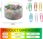 Paper Clips Colorful, 1000PCS Small 1.1 inch, Durable and Rustproof, Great for Office School Organizing (Multicolored, 1.1 inch)