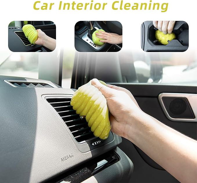 ASFSKY Car Cleaning Gel Putty - Reusable Keyboard Cleaner Slime for Car, Keyboard, Dust - 5 Pack (Yellow)