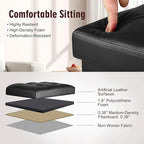 Storage Ottoman Foot Rest Stool with Thicker Foam Padded Seat. Slim Tall Folding Leather Small Ottoman with Storage Furniture for Dorm Living Room Bedroom Coffee Table 350 lbs, 17x13x17in, Black