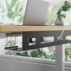 PEGZONE Under Desk Cable Management Tray, 31.5 Inches Metal Cord Organizer Rack, Desk Tray for Power Strip, Cord, Wire, Easy Mounting Cable Management Under Table for Home Office, Black