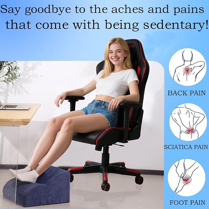 OpyTikar Foot Rest for Under Desk at Work.Multifunctional 3-Tier Foot Stool,with Washable Footrest.for Under Desk,Office Chair Gaming Chair & Sofa,Leg Elevation Pillow,Supports Posture-Light Blue