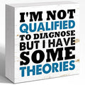 WUZYOU I'm Not Qualified To Diagnose Wood Block Sign Desk Decor, Inspirational Office Wood Box Sign, Motivational Desk Accessories for Women Office Shelf 5x5x1 INCH
